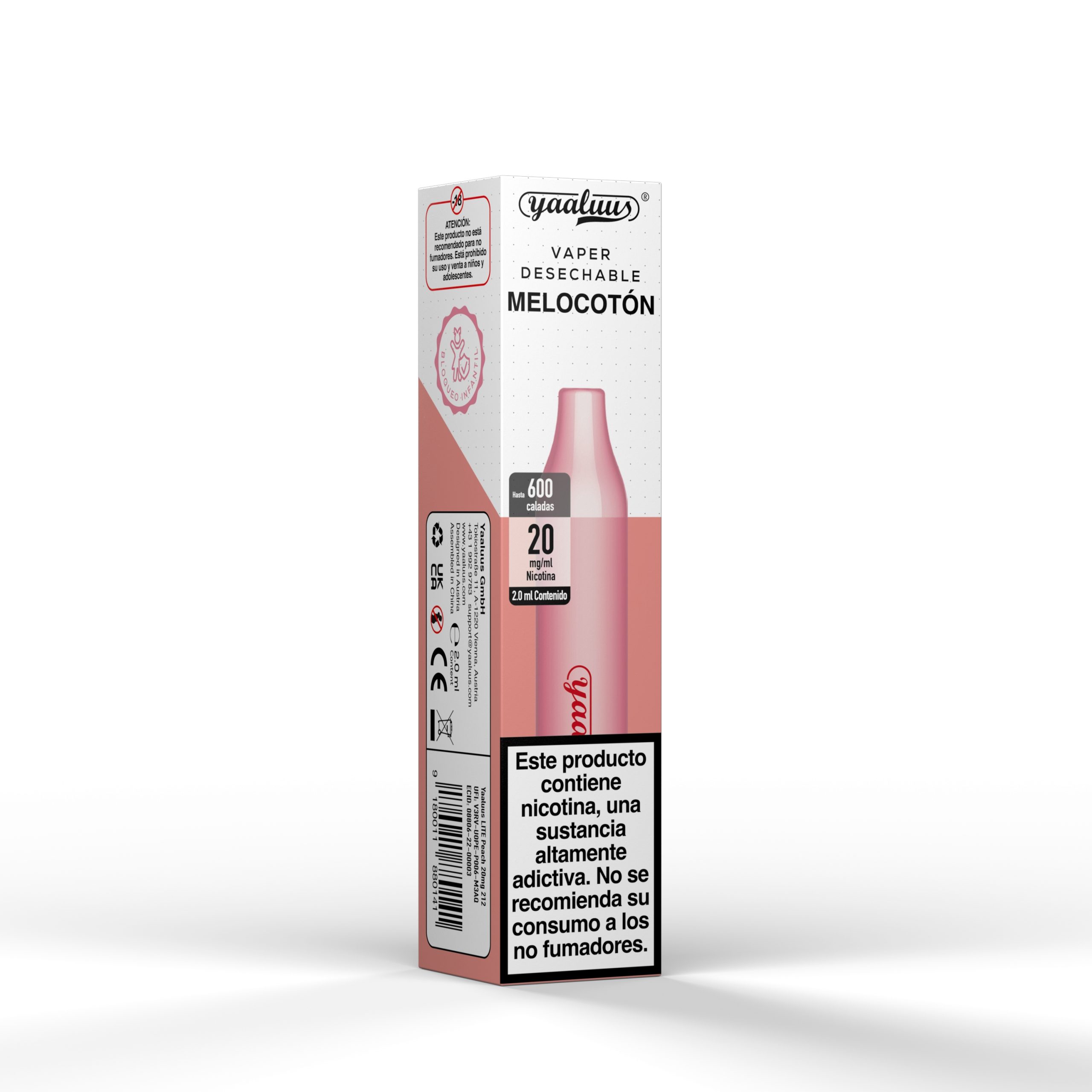Pod desechable Yaaluus Melocotón 600puffs